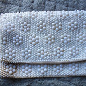 Vintage Mr. Jonas White Beaded Handbag Purse / Clutch